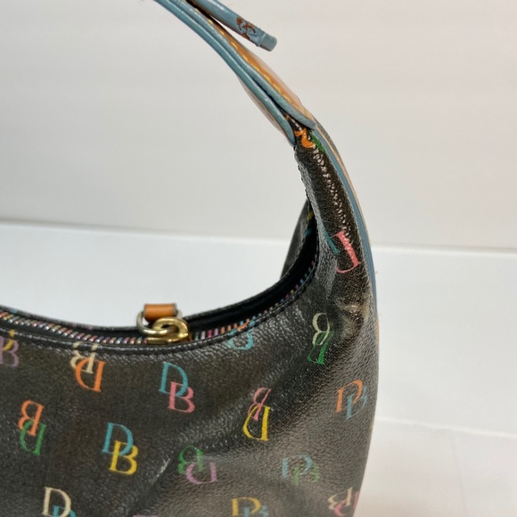 VINTAGE Dooney & Bourke MULTICOLOR COLORFUL Monogram  MINI Hobo AUTHENTICATED - Picture 8 of 13